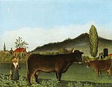 Henri Rousseau Landscape with Cattle painting